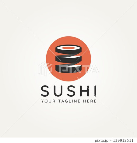 unique sushi slices minimalist flat logo design 139912511