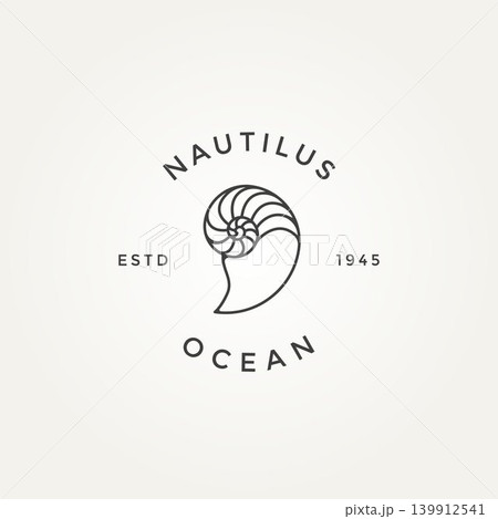 nautilus seashell minimalist line art badge logo nautilus seashell minimalist line art badge logo 139912541
