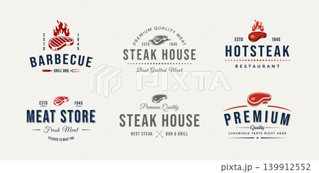 set of vintage butchery meat store badge logo set of vintage butchery meat store badge logo 139912552