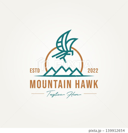 mountain hawk simple line art logo design mountain hawk simple line art logo design 139912654
