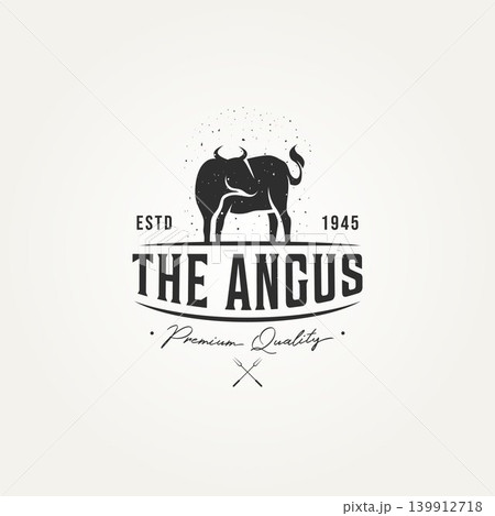 vintage silhouette angus cow beef livestock logo vintage silhouette angus cow beef livestock logo 139912718