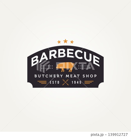 vintage pork barbecue grill restaurant logo vintage pork barbecue grill restaurant logo 139912727