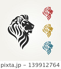 set of lion's head with different color logo template vector illustration design. premium tattoo, esport, mascot icon logo concept 139912764
