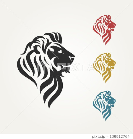 set of lion's head with different color logo template vector illustration design. premium tattoo, esport, mascot icon logo concept set of lion's head with different color logo template vector illustration design. premium tattoo, esport, mascot icon logo concept 139912764