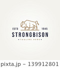 strong bison simple line art logo icon template vector illustration design 139912801