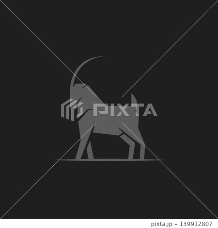 isolated big horn ibex simple silhouette logo icon template vector illustration design. minimalist Ibex goat with long horns isolated big horn ibex simple silhouette logo icon template vector illustration design. minimalist Ibex goat with long horns 139912807