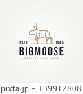 big moose antler deer simple line art logo icon template vector illustration design 139912808
