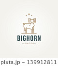 ram sheep simple line art logo icon template vector illustration design. minimalist bighorn sheep with star symbol logo concept 139912811