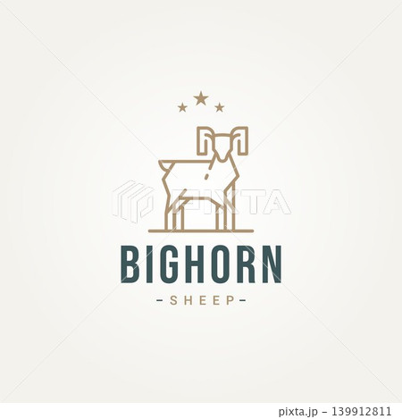 ram sheep simple line art logo icon template vector illustration design. minimalist bighorn sheep with star symbol logo concept 139912811