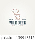 wild deer simple line art logo icon template vector illustration design. minimalist elk, moose, antlers with star symbol logo concept 139912812
