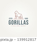 big strong gorilla simple minimalist line art logo icon template vector illustration design 139912817