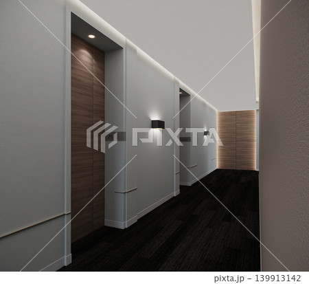Luxury Apartment Hallway with Soft LED Lighting and Contemporary Interior Design 139913142
