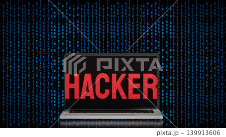 Cyber Security Hacker Warning On Laptop 3d render. Cyber Security Hacker Warning On Laptop 3d render. 139913606