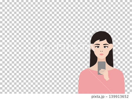 一位女性使用智慧型手機的向量插圖。 一位女性使用智慧型手機的向量插圖。 139913652