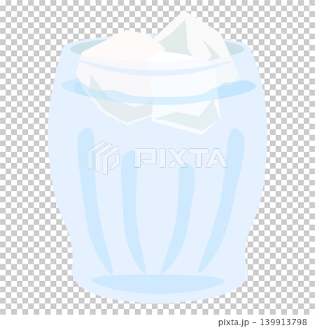 An illustration of a stylish glass filled with ice and water. An illustration of a stylish glass filled with ice and water. 139913798