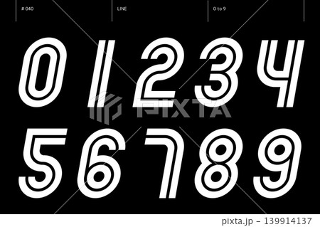 線の0から9までの数字のセット_040 139914137
