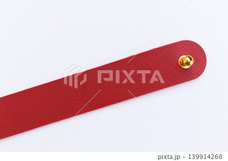 red leather strap isolated on white background 139914268