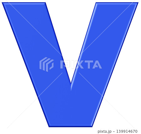 3D素材_アルファベット_V_青 3D素材_アルファベット_V_青 139914670