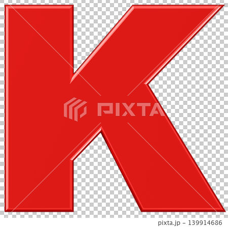 3D素材_アルファベット_K_赤 139914686