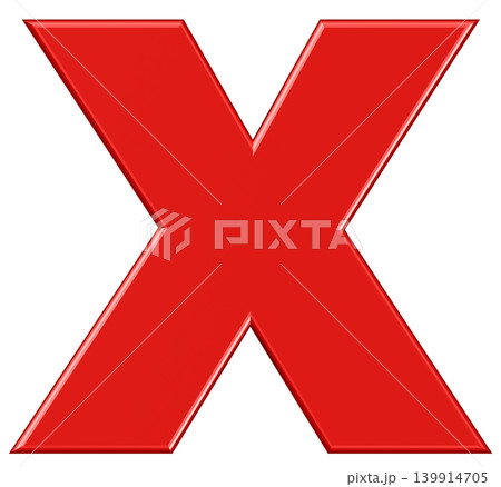 3D素材_アルファベット_X_赤 3D素材_アルファベット_X_赤 139914705