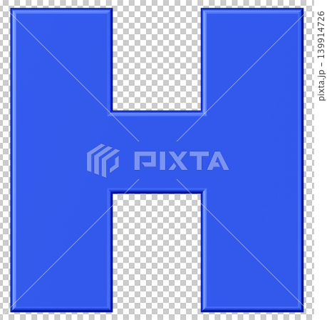 3D素材_アルファベット_H_青 3D素材_アルファベット_H_青 139914726