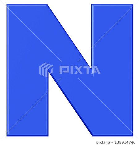 3D素材_アルファベット_N_青 3D素材_アルファベット_N_青 139914740