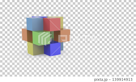 白色背景上的抽象彩色3D積木，象徵多樣性和建構性。推薦的簡報標題。 139914913