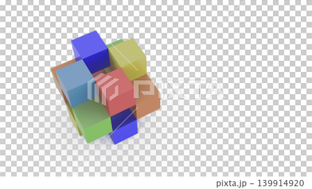 白色背景上的抽象彩色3D積木，象徵多樣性和建構性。推薦的簡報標題。 139914920