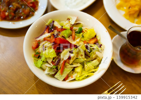 Turkish appetizer made of vegetables served on table Turkish appetizer made of vegetables served on table 139915342