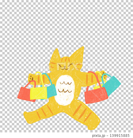 セールでたくさんお買い物してうれしい茶トラ猫 かわいい猫イラスト セールでたくさんお買い物してうれしい茶トラ猫 かわいい猫イラスト 139915885