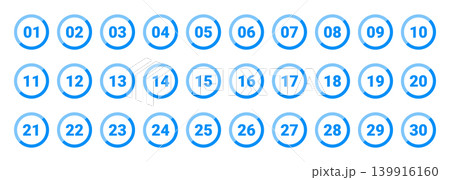 シンプルな丸数字のアイコンセット、1-30 シンプルな丸数字のアイコンセット、1-30 139916160