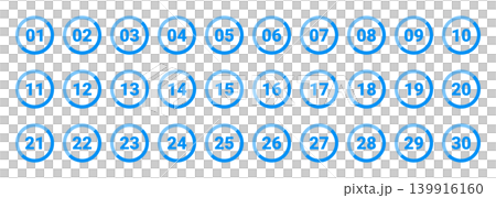 シンプルな丸数字のアイコンセット、1-30 シンプルな丸数字のアイコンセット、1-30 139916160