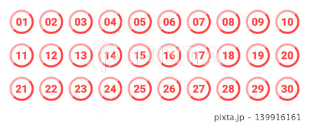 シンプルな丸数字のアイコンセット、1-30 139916161