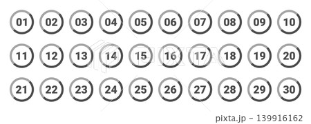 シンプルな丸数字のアイコンセット、1-30 シンプルな丸数字のアイコンセット、1-30 139916162