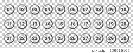 シンプルな丸数字のアイコンセット、1-30 シンプルな丸数字のアイコンセット、1-30 139916162