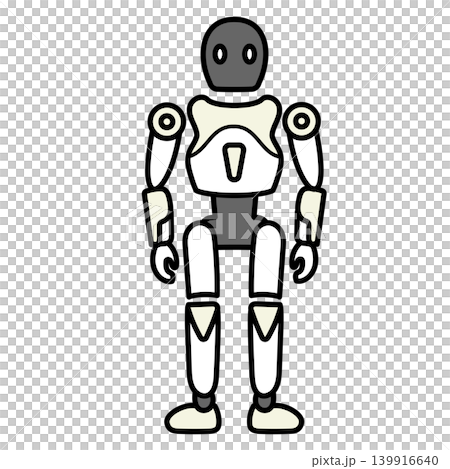 插圖素材:一個直立的科幻風格人形機器人的向量圖。 插圖素材:一個直立的科幻風格人形機器人的向量圖。 139916640