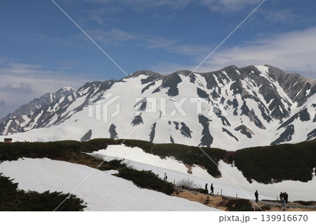 残雪の立山別山とミクリが池 139916670