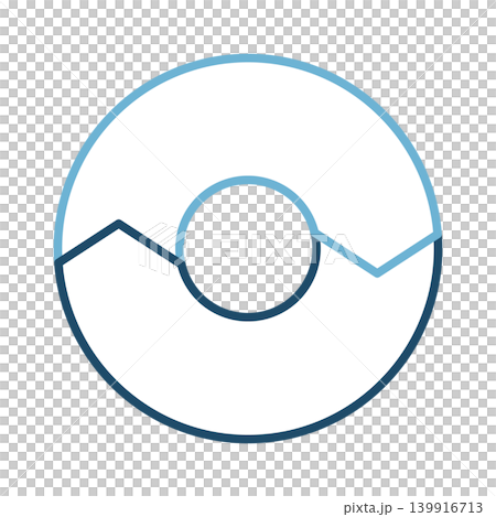 Vector illustration of a two-part circular chart cycle diagram with a blue outline and white fill. Vector illustration of a two-part circular chart cycle diagram with a blue outline and white fill. 139916713