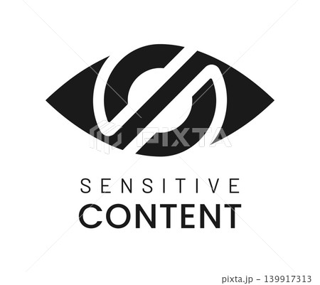 Sensitive content, restricted photo icon or symbol. Sensitive content or web material sign, censored photo warning icon. Hidden password or data video pictogram 139917313