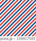 青・白・赤のトリコロールカラー斜めストライプシームレスパターン背景素材 139917505