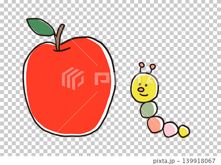 Colorful and cute caterpillars and apples Colorful and cute caterpillars and apples 139918067