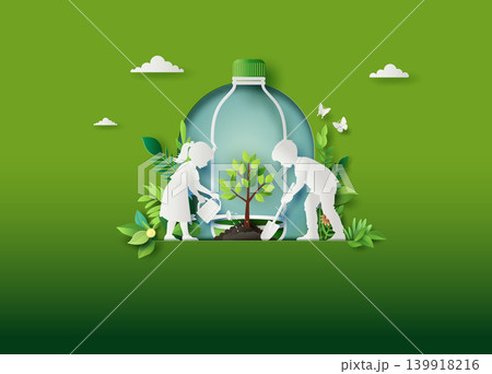 World Environment Day Reduce Plastic Waste Illustration 139918216
