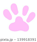 Cute Pink Paw Print Icon, Minimalist Animal Footprint Graphic 139918391