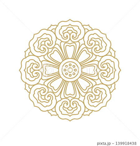 Gold mandala ornament floral decorative line art circle design 139918438