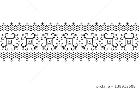Seamless tribal tattoo bracelet border geometric ethnic ornament frame 139918609