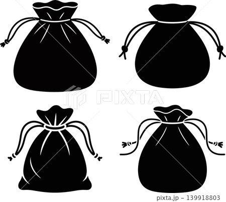 Set of Bag Silhouette Money Sack Pouch Vector Set of Bag Silhouette Money Sack Pouch Vector 139918803
