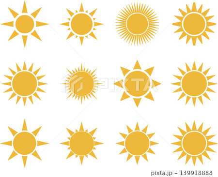 Sun Icons Collection Solar Symbol Weather Sunshine Vector Illustration Sun Icons Collection Solar Symbol Weather Sunshine Vector Illustration 139918888
