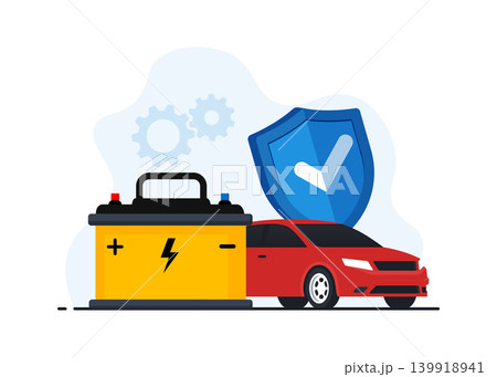 Car Battery Maintenance and Vehicle Protection Services Stock Illustration Car Battery Maintenance and Vehicle Protection Services Stock Illustration 139918941