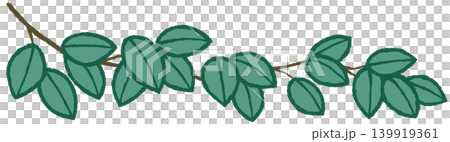 Hand-drawn style line decorations, branches and leaves 139919361