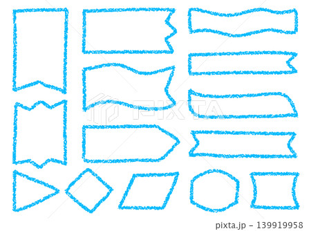 手描きのクレヨン素材 いろいろな形の装飾フレームセット 手描きのクレヨン素材 いろいろな形の装飾フレームセット 139919958